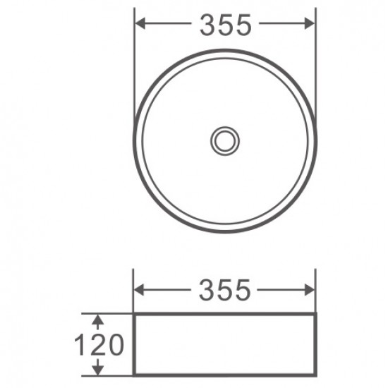 355*355*120mm Bathroom Round Above Counter Matt Black Ceramic Wash Basin